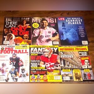 ❤️ 6 BRAND NEW MAGAZINES LIONEL MESSI FOOTBALL SCARY PLACES NBA LOT ABC6